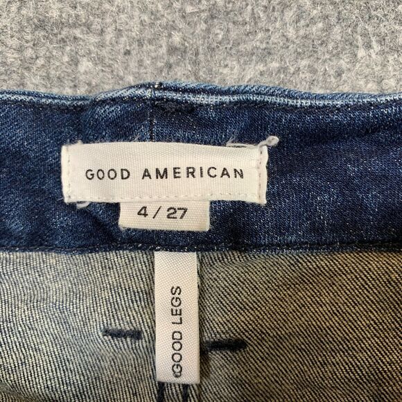 Good American Jeans Womens 4 Denim Stretch Good Legs Raw Chewed Hem Super Skinny - Picture 6 of 13